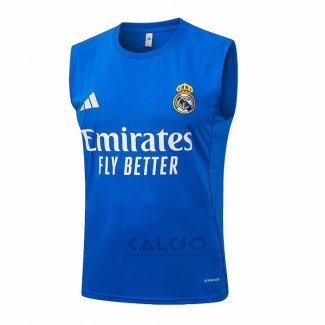 Maglia Allenamento Real Madrid Senza Maniche 2025-2026 Blu Bianco