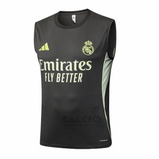 Maglia Allenamento Real Madrid Senza Maniche 2025-2026 Grigio Verde