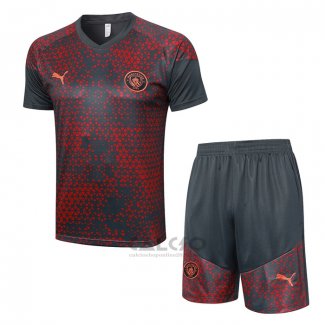 Tuta da Track Manchester City Manica Corta 2023-2024 Rosso - Pantaloncini