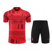 Tuta da Track Milan Manica Corta 2022-2023 Rosso - Pantaloncini