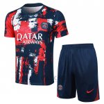 Tuta da Track Paris Saint-Germain Jordan Manica Corta 2024-2025 Blu e Rosso - Pantaloncini