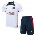 Tuta da Track Paris Saint-Germain Manica Corta 2023-2024 Bianco - Pantaloncini