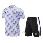 Tuta da Track Real Madrid Manica Corta 2022-2023 Bianco e Purpura - Pantaloncini