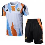 Tuta da Track Real Madrid Manica Corta 2024-2025 Bianco e Giallo - Pantaloncini