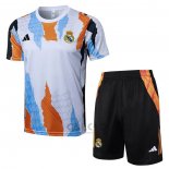 Tuta da Track Real Madrid Manica Corta 2024-2025 Bianco e Giallo - Pantaloncini