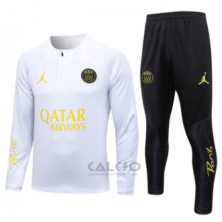 Tuta da Track di Felpa Paris Saint-Germain Jordan 2023-2024 Bianco