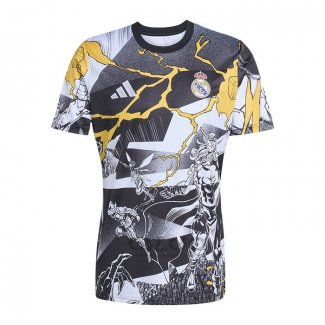 Maglia Prematch Real Madrid 2025-2026 Nero Bianco