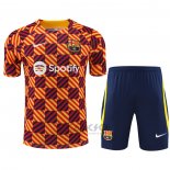 Tuta da Track FC Barcellona Manica Corta 2023-2024 Giallo - Pantaloncini