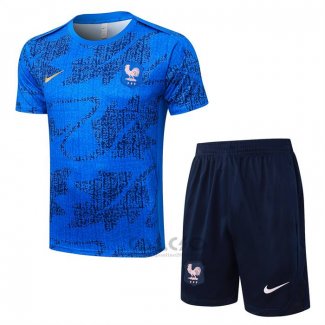 Tuta da Track Francia Manica Corta 2025-2026 Blu - Pantaloncini