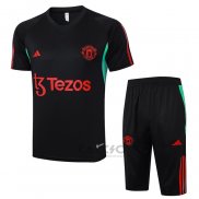 Tuta da Track Manchester United Manica Corta 2023-2024 Nero - Pantaloncini