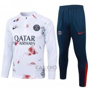 Tuta da Track di Felpa Paris Saint-Germain Bambino 2024-2025 Bianco