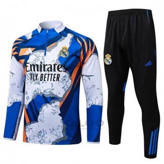 Tuta da Track di Felpa Real Madrid Bambino 2025-2026 Blu Bianco