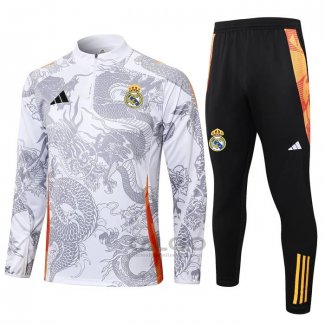 Tuta da Track di Felpa Real Madrid Dragon 2024-2025 Bianco