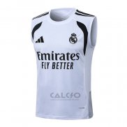 Maglia Allenamento Real Madrid Senza Maniche 2025-2026 Bianco