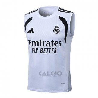 Maglia Allenamento Real Madrid Senza Maniche 2025-2026 Bianco