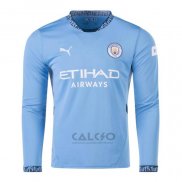 Maglia Manchester City Home Manica Lunga 2024-2025