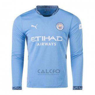 Maglia Manchester City Home Manica Lunga 2024-2025