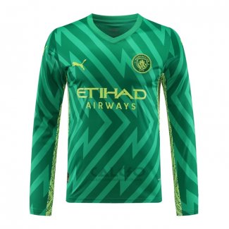 Maglia Manchester City Portiere Manica Lunga 2023-2024 Verde