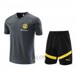 Tuta da Track Borussia Dortmund Manica Corta 2022-2023 Grigio - Pantaloncini