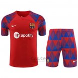 Tuta da Track FC Barcellona Manica Corta 2023-2024 Rosso - Pantaloncini