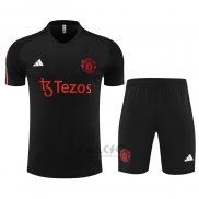 Tuta da Track Manchester United Manica Corta 2023-2024 Nero - Pantaloncini