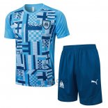 Tuta da Track Olympique Marsiglia Manica Corta 2024-2025 Blu - Pantaloncini