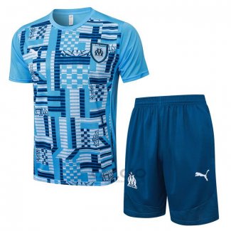 Tuta da Track Olympique Marsiglia Manica Corta 2024-2025 Blu - Pantaloncini