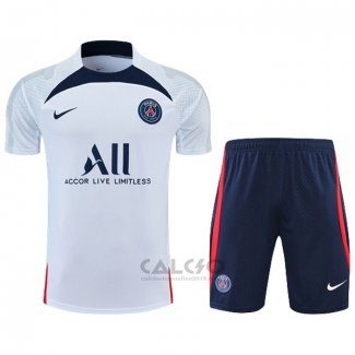 Tuta da Track Paris Saint-Germain Manica Corta 2022-2023 Bianco - Pantaloncini