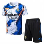 Tuta da Track Real Madrid Manica Corta 2025-2026 Bianco Blu - Pantaloncini
