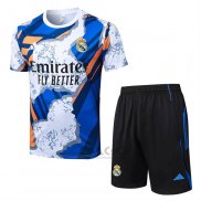 Tuta da Track Real Madrid Manica Corta 2025-2026 Bianco Blu - Pantaloncini