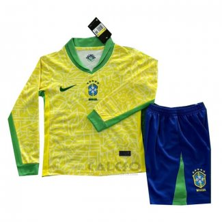 Maglia Brasile Home Manica Lunga Bambino 2024