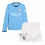 Maglia Manchester City Home Manica Lunga Bambino 2024-2025