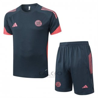 Tuta da Track Bayern Monaco Manica Corta 2025-2026 Grigio Scuro - Pantaloncini