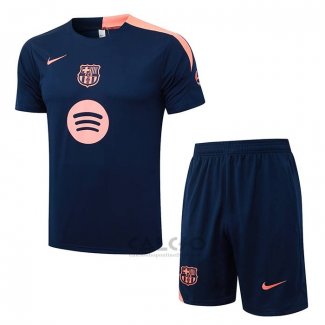 Tuta da Track FC Barcellona Manica Corta 2025-2026 Blu Rosa - Pantaloncini