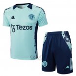 Tuta da Track Manchester United Manica Corta 2024-2025 Verde - Pantaloncini