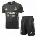 Tuta da Track Real Madrid Manica Corta 2025-2026 Grigio Verde - Pantaloncini