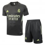 Tuta da Track Real Madrid Manica Corta 2025-2026 Grigio Verde - Pantaloncini