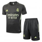 Tuta da Track Real Madrid Manica Corta 2025-2026 Grigio Verde - Pantaloncini