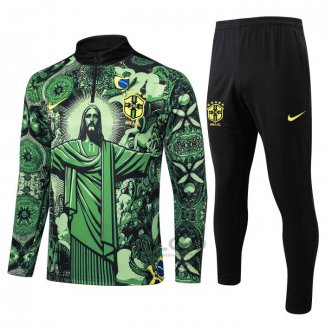 Tuta da Track di Felpa Brasile Jesus 2024-2025 Verde