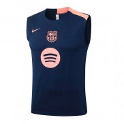 Maglia Allenamento FC Barcellona Senza Maniche 2025-2026 Blu Rosa