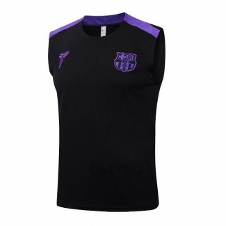 Maglia Allenamento FC Barcellona Senza Maniche 2025-2026 Nero Purpura
