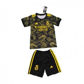 Maglia Real Madrid Dragon Bambino 2024-2025 Nero Oro