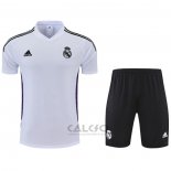 Tuta da Track Real Madrid Manica Corta 2022-2023 Bianco e Purpura - Pantaloncini