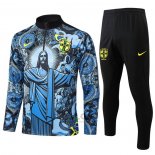 Tuta da Track di Felpa Brasile Jesus Bambino 2024-2025 Blu