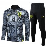 Tuta da Track di Felpa Brasile Jesus Bambino 2024-2025 Nero