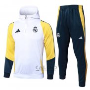 Tuta da Track di Felpa Real Madrid 2024-2025 Bianco Giallo