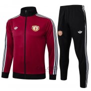 Tuta da Track di Giacca Manchester United 2024-2025 Rosso Scuro