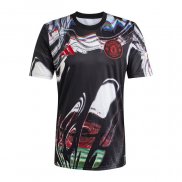 Maglia Prematch Manchester United 2025-2026 Nero Bianco