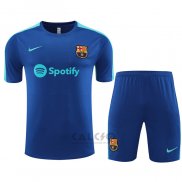 Tuta da Track FC Barcellona Manica Corta 2023-2024 Blu - Pantaloncini