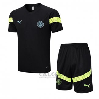 Tuta da Track Manchester City Manica Corta 2022-2023 Nero - Pantaloncini